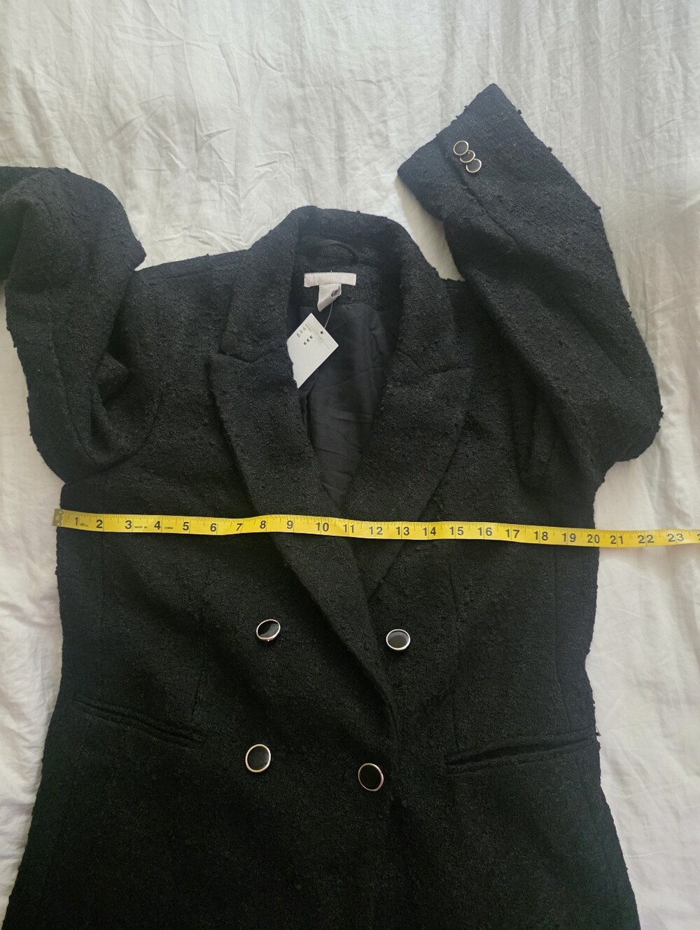 H&m Textured Woven Blazer Sz M Black. Nwt - Picture 4 of 7